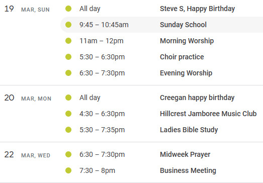 Our Calendar